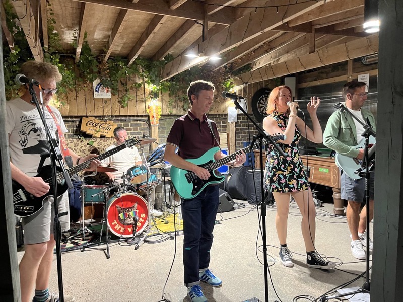 The Vests function band from Hassocks playing an outdoor set at The Greyhound in Keymer
