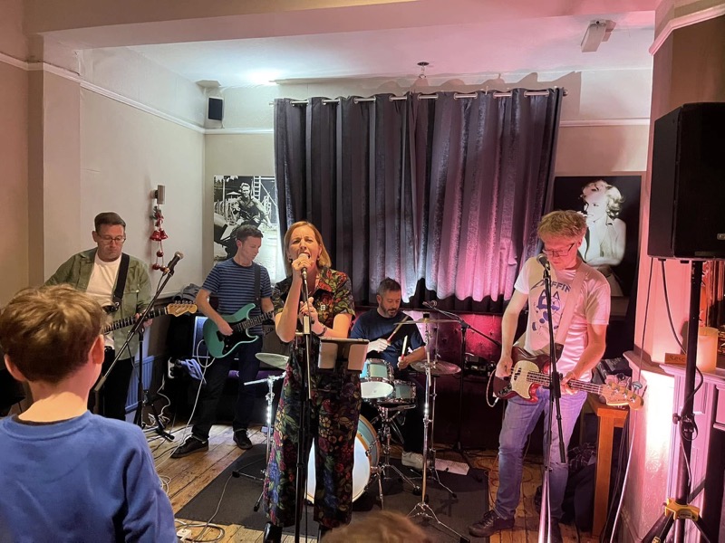 The Vests five-piece birthday party band on stage at The Hassocks, Hassocks, West Sussex